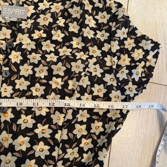 90s vintage Esprit maxi button down semi sheer daisy print dress - Picture 12 of 15